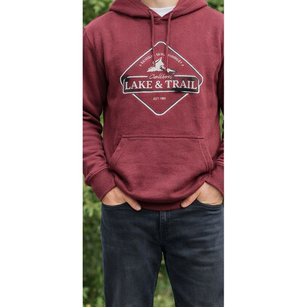 Lake & Trail Hoodie Graphic Outdoor Pullover Men M Red Casual Logo
